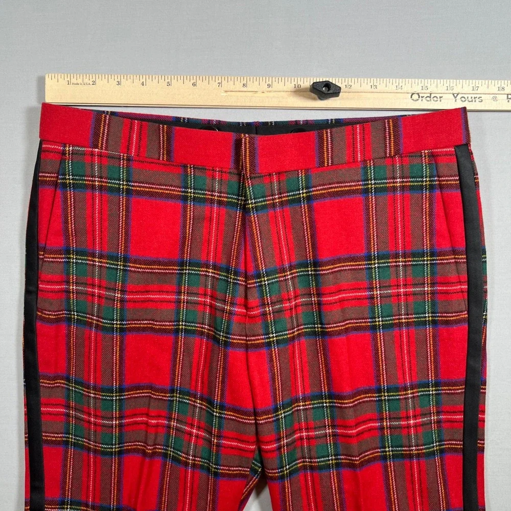 J.Crew Ludlow Slim Red Stewart Tartan Plaid Tuxedo Dress Pants Mens 32x30 AR106